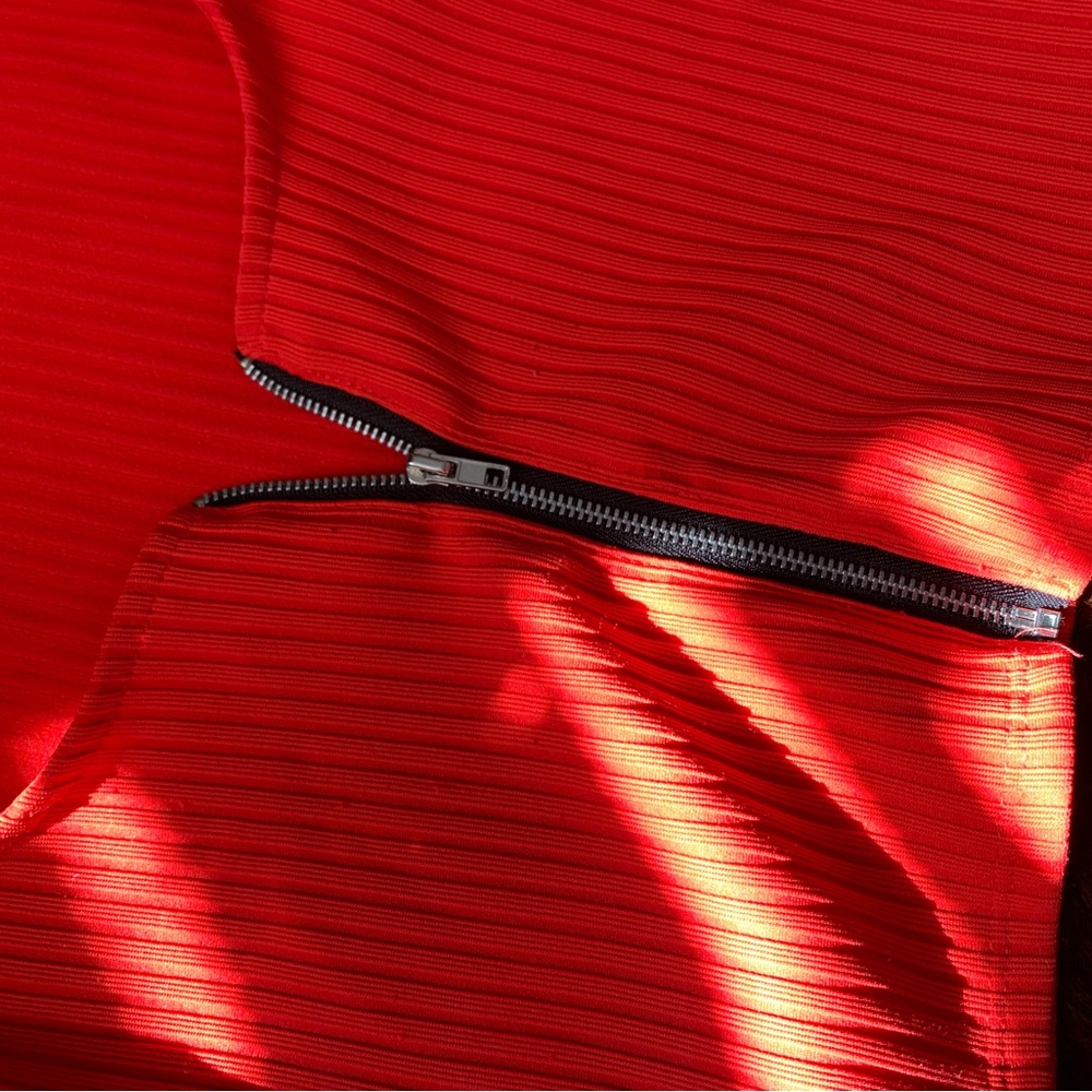 Red Zipper Front Crop Top - Picture 4 of 4
